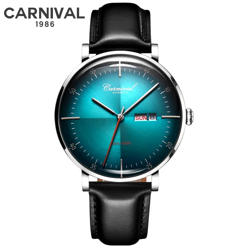 Мужские автоматические механические часы CARNIVAL брендовые роскошные MIYOTA с