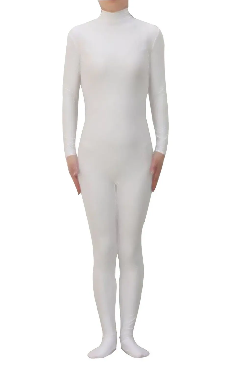 

Белый сексуальный унисекс кожа спандекс Zentai Облегающий комбинезон для танцев без капюшона Хэллоуин вечерние Косплей Костюм зентай