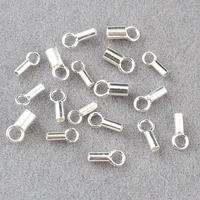 20pcs genuine 925 silver tubeshole 1mm 1 5mm 2mm 925 sterling silver end tube end cap for necklace cord diy jewelry finding