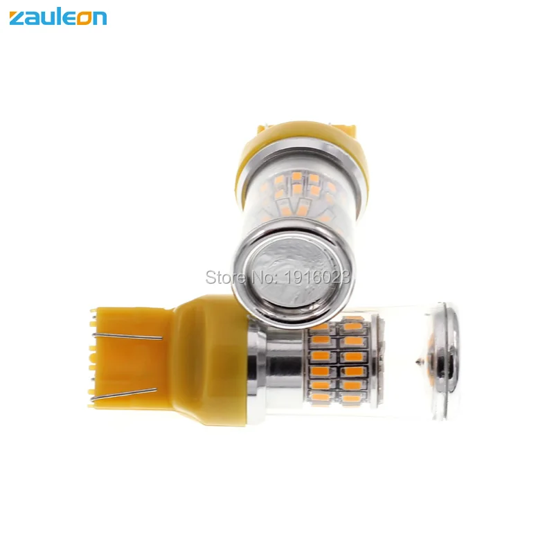 Zauleon 2pcs T20 7443 W21/5W 7440 WY21W с 48SMD 3014 желтый светодиодный светильник для сигнала