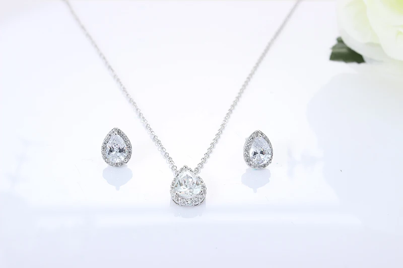 VOGUESS Лидер продаж Обручение Ювелирные наборы Белое золото Цвет Свадебные