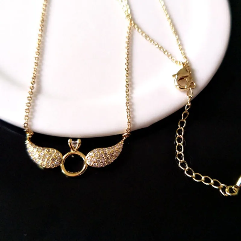 

10Pcs Wings of angels Double Bails Connector Necklace,CZ zircon Micro pave crystal Charm Jewelry making for woman NK64