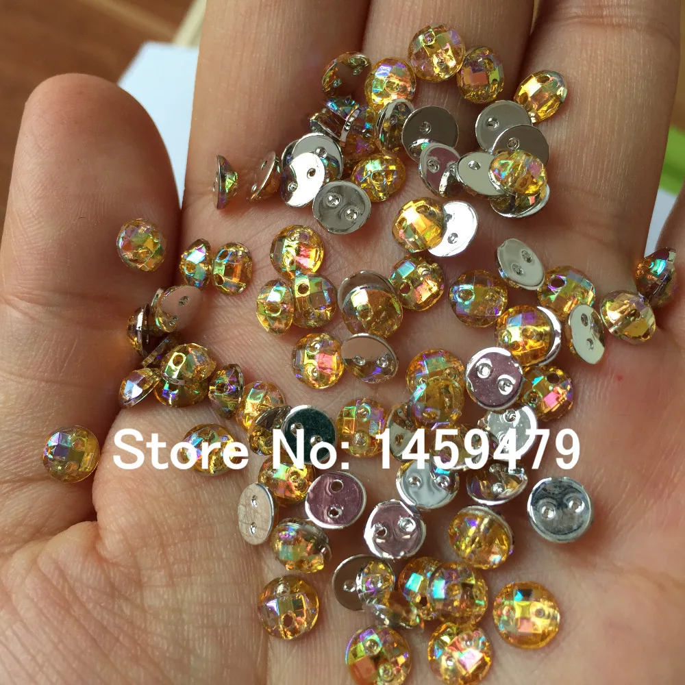 Small Amount Mesh Surface Delicate Round Rhinestone 120pcs 6mm Light Coffe Color AB Acrylic Crystal Flatback Sew-On 2 Hole | Дом и сад