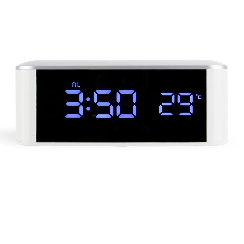 touch alarm clocks home decor white led table clock big lcd electronic desktop digital table usb thermometer alarm snooze clock free global shipping