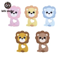 lets make 10pc silicone teether cartoon lion food grade silicone diy pendant for baby teething rodent chewable toy baby shower