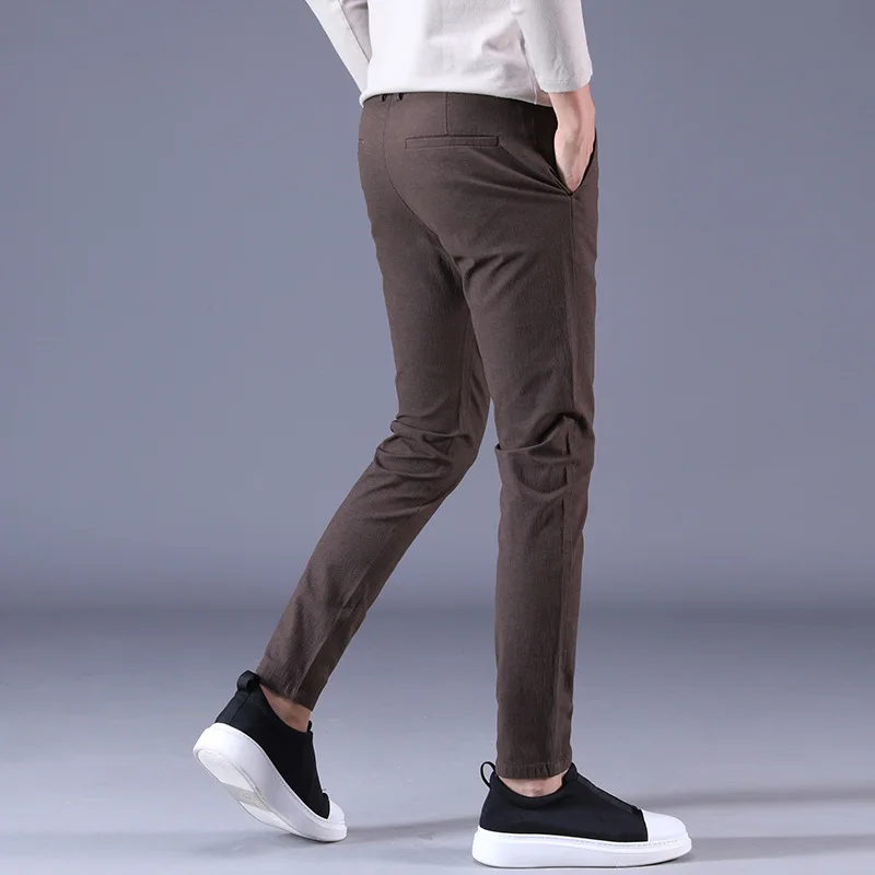 Мужские брюки-карандаш 92% хлопок 8% спандекс весна осень зима пуговицы кофейного
