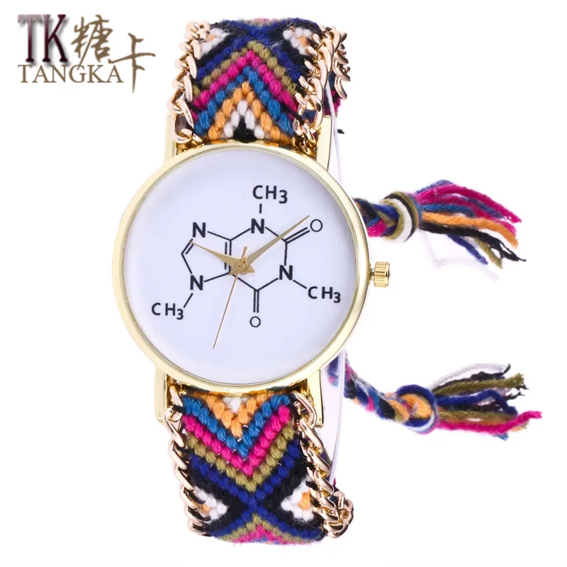 Женские наручные часы креативный Ретро Круглый циферблат шерсть ручная работа