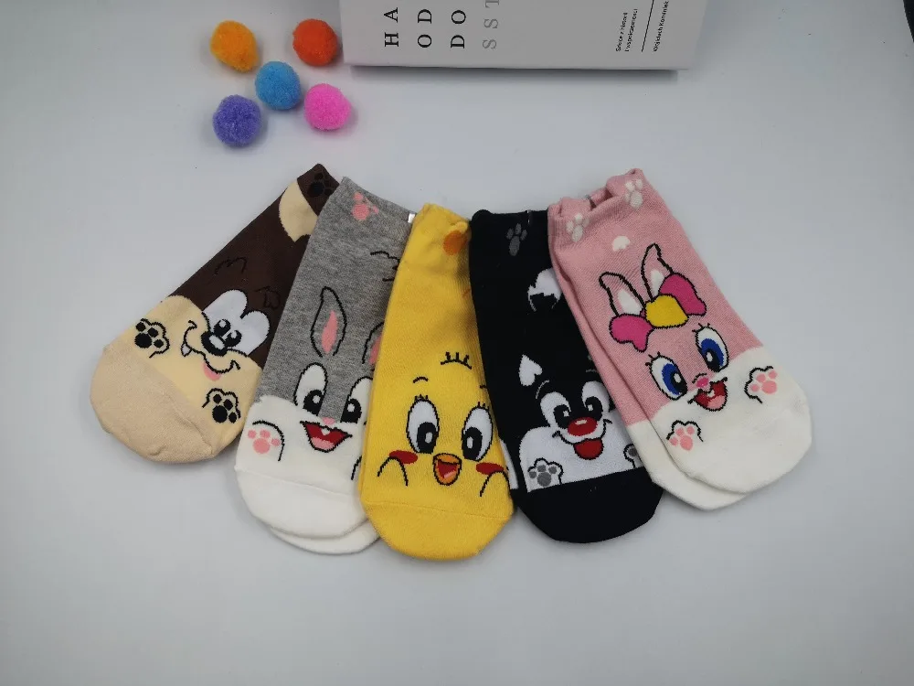 Милые Мультяшные Женские повседневные хлопковые носки looney ttes удобные Твити Банни волка невидимые носки без шоу носки дропшиппинг