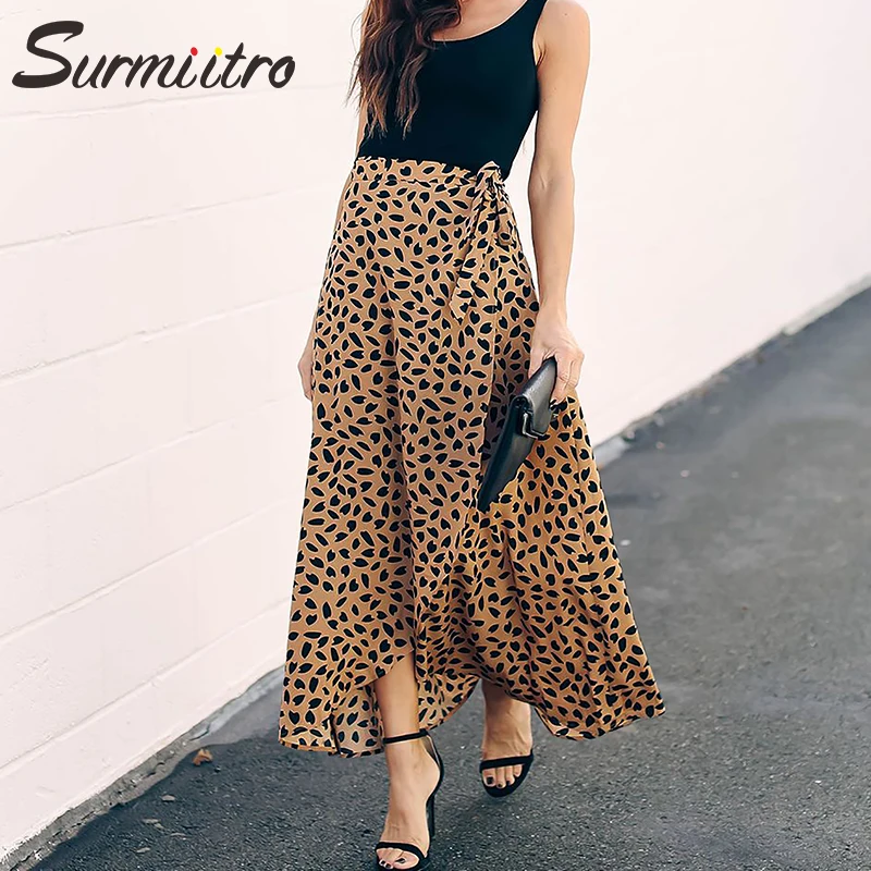 

SURMIITRO Polka Dot Print Long Maxi Summer Skirt Women Fashion 2021 White Black Split High Waist Sun Wrap Aesthetic Skirt Female