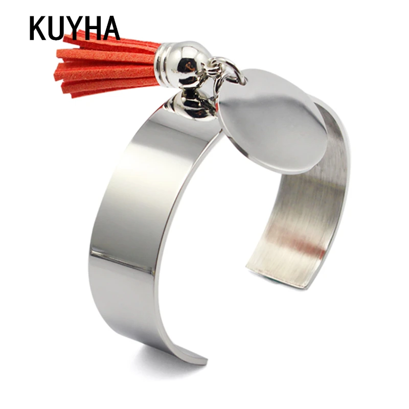 

Bracelets & Bangles for Women Multi-colors Tassel Lady Bracelet with Drop Laser Logo/Name Simple Bangle