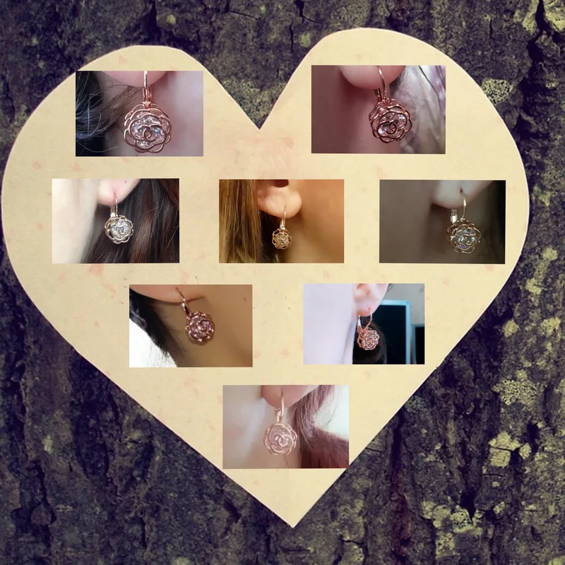 Серьги подвески DAN'S ELEMENT DEE86713 женские элегантные медные золотистые в форме