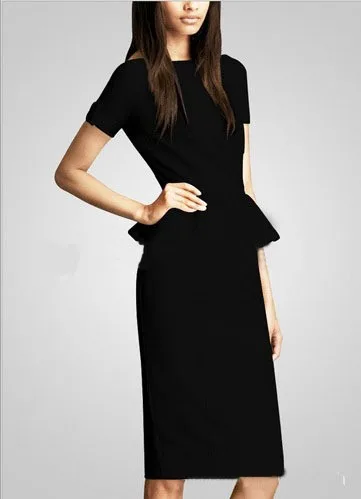 Женское летнее платье с коротким рукавом и молнией сзади офисное баской размера