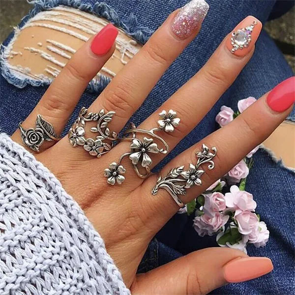 R266 FAMSHIN 15 шт./компл. модные Винтаж кольцо комплект Femme камень серебро Миди палец кольца Boho Для женщин ювелирные изделия кольцо набор, ювелирное изделие, подарок - Цвет основного камня: R266