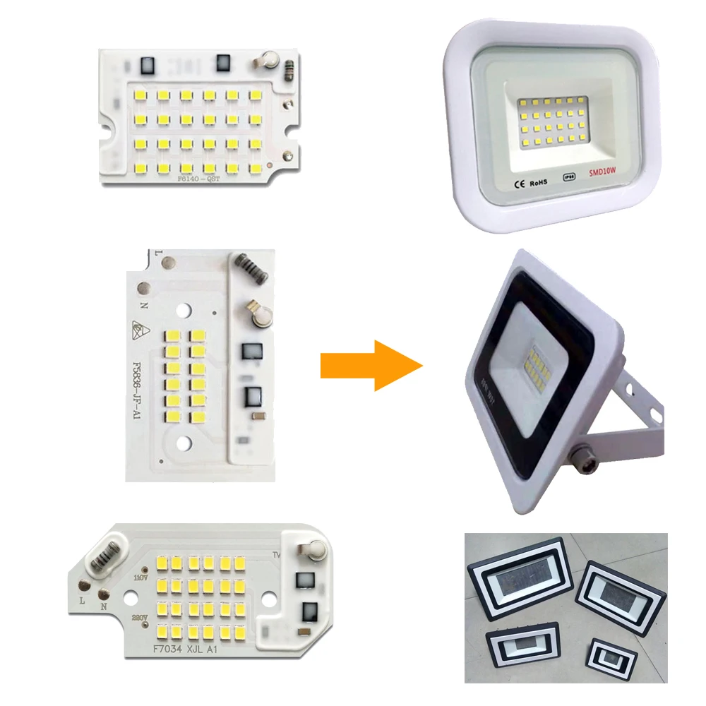 Светодиодный DIY светодиодный прожектор SMD 100 Вт 50 30 20 10 AC220V Smart IC для наружного