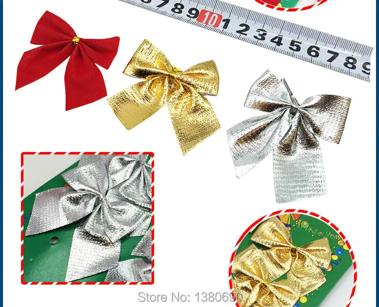 

12Pc/L Christmas Bowknot Ornaments Holiday Festival Party Home Decor Decoration Navidad New Year Gift Bow Hair Accessories