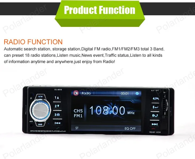 Автомобильный Радио Стерео FM MP4 плеер Auxin с USB портом и sd-картой/Авто Аудио, дистанционное управление поддержка задней камеры Bluetooth