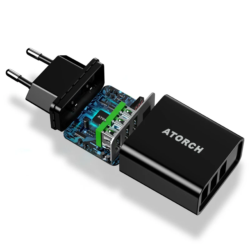 ATORCH 3 порта USB зарядное устройство светодиодный дисплей портативный телефон 15 Вт