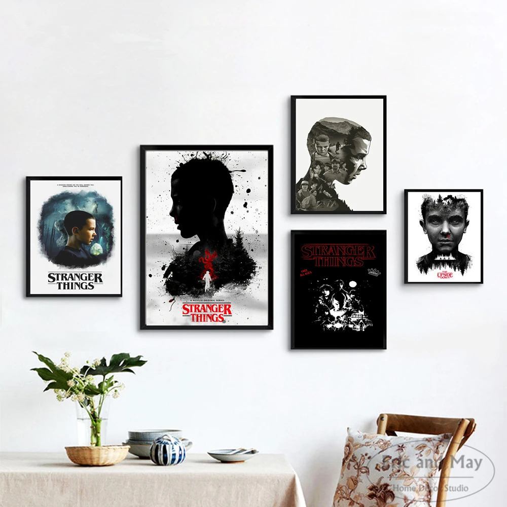 Черно-белые художественные настенные картины в стиле странные дела плакаты без