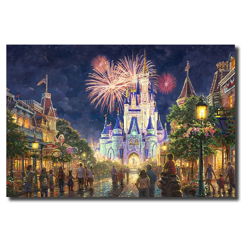 Главная улица США Томас Kinkade холст картина печать спальня домашний декор Современное украшение на стену, живопись маслом Плакат Картина рамки
