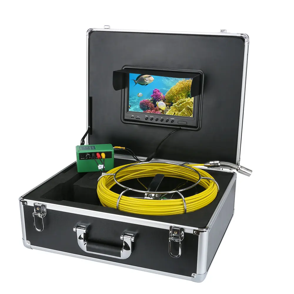 Камера для обследования сточных вод, 20 м, IP68, 9 "ЖК-дисплей, DVR, камера 1000 ТВЛ со светодиодными лампами 6 Вт, TF-карта 8 Гб