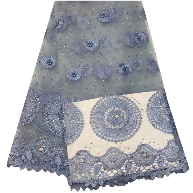 New African French Tulle Net Lace With Rhinestones For Party Or Wedding Nigerian Women Beaded Bridal 964 | Дом и сад