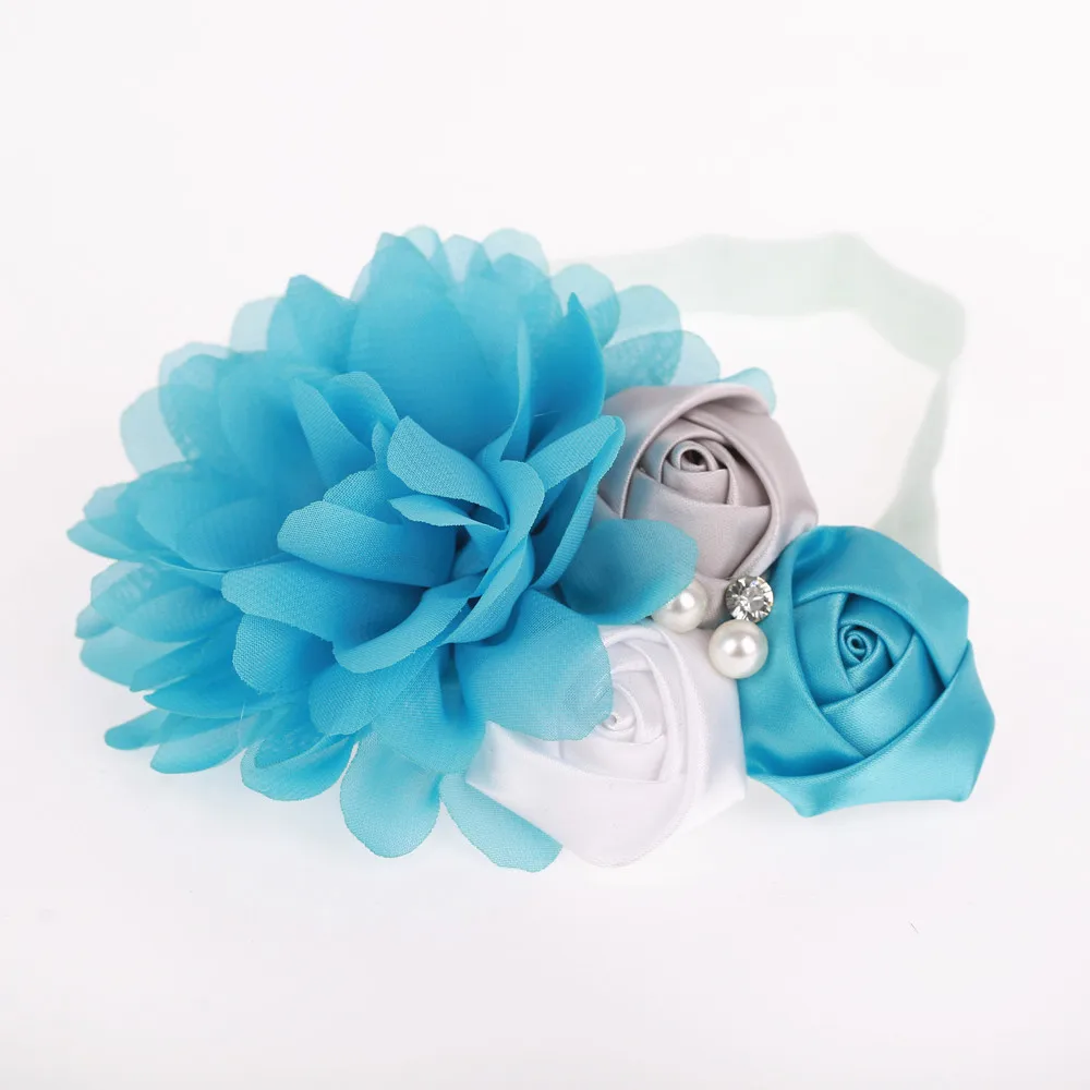 1 шт. шифоновый сатиновый розовый цветочный ободок для новорождённого ребенка