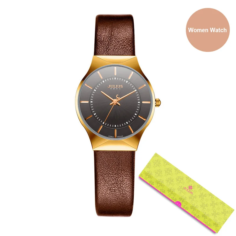 Brown strap women JULIUS модные повседневные роскошные часы Топ логотип бренда мужские часы Серебристый, Черный ультра тонкий сетчатый полностью стальной кварцевый водонепроницаемый JA-577 - Цвет: Brown strap women