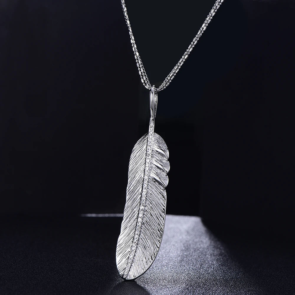 

Simple Feather Pendant Necklace 3 Layered Chain Long Necklace Silverly Gold Sweater Chain Statement Jewelry for Women Gift