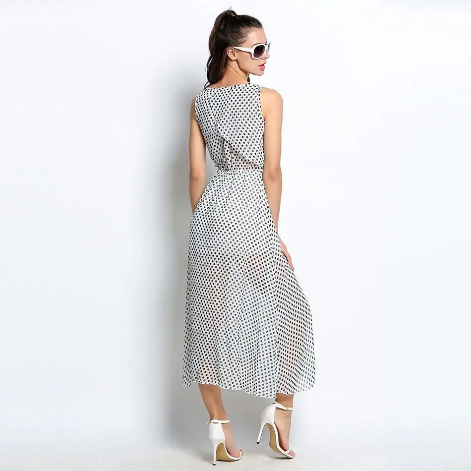 Элегантные женские весенние длинные шифоновые в горошек без рукавов высотой 175