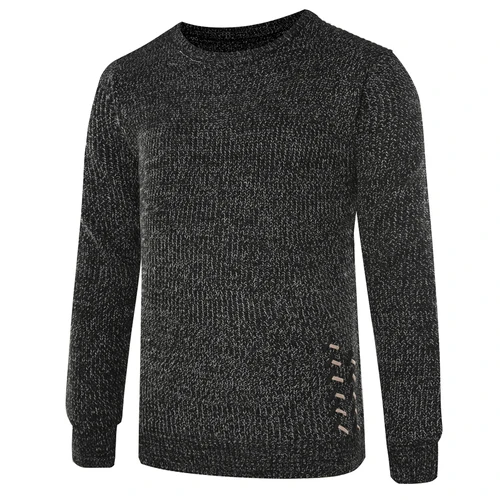 Черный Мужской термальный трикотаж slim fit мужской свитер с круглым вырезом - Цвет: Черный