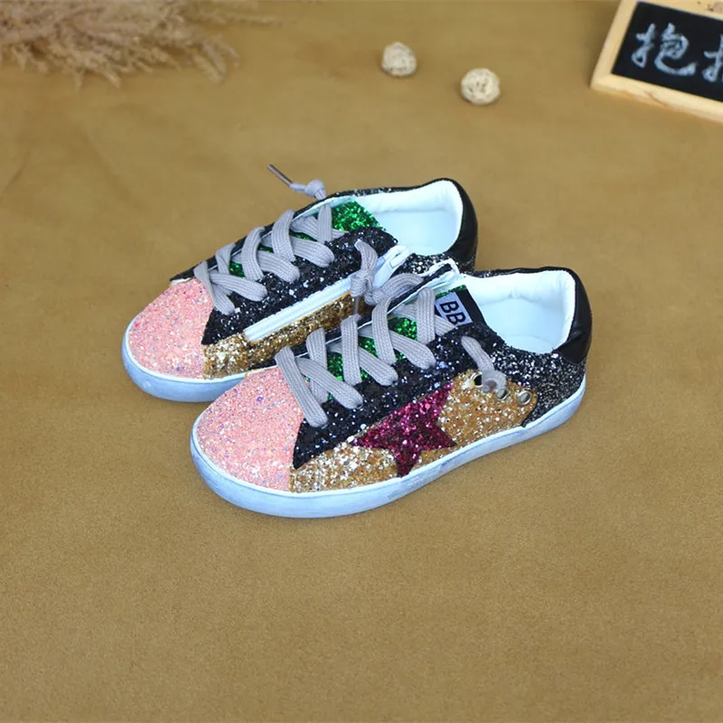 KIDS 2018 Toddler Baby Glittler Shoe Girl Star White Sneaker Boy Sport Kid Child Causal Trainer Sequin Flat 3 color | Детская одежда и