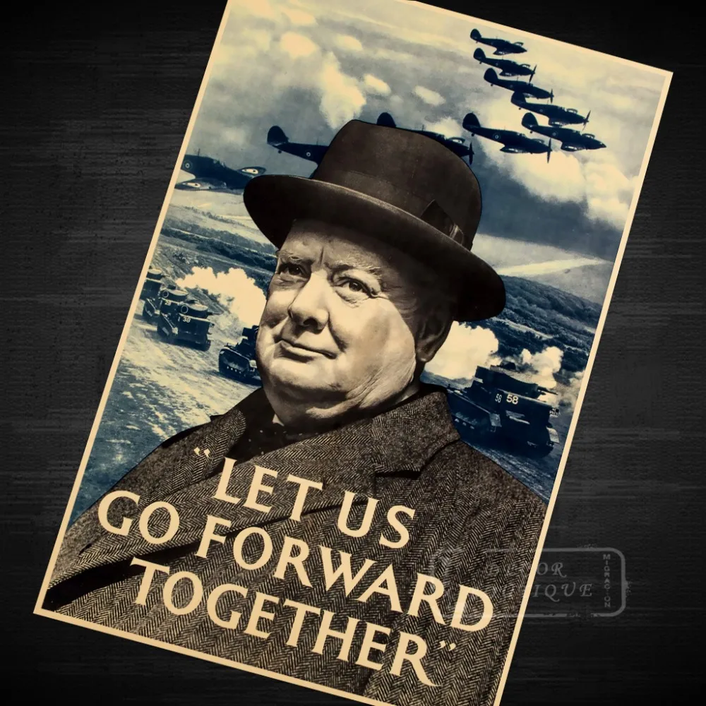 Черчилль Великобритания Let Us Go Forward propagation WW2 флаг ВИНТАЖНЫЙ ПЛАКАТ декоративный DIY