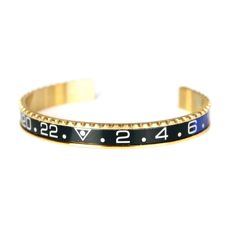 black and blue Титановая сталь бразильские Pulseras винтажный позолоченный браслет для мужчин из нержавеющей стали манжета Спидометр браслет - Окраска металла: black and blue