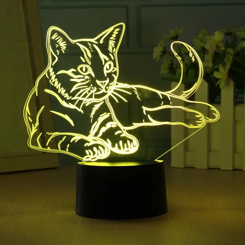 Smuxi прекрасный кот 3D ночник lighttremote сенсорный Swith светодиодный 3D светильник с животными 7 цветов USB 3D иллюзия настольная лампа домашний декор как детская игрушка