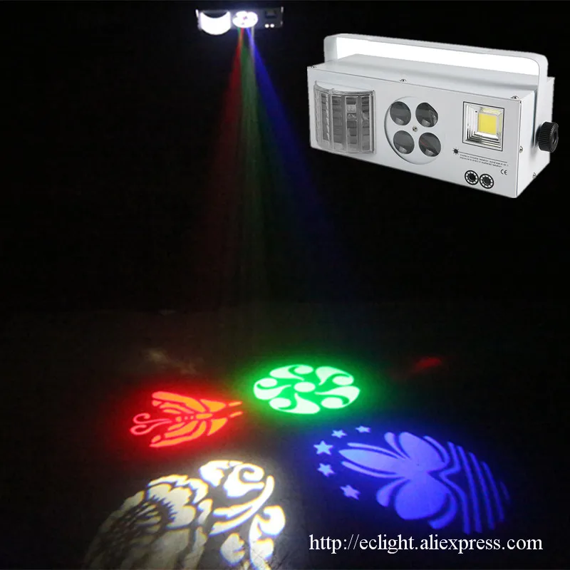 

2017 New LED 4 in 1 Laser flash Gobo Strobe butterfly derby light DMX512 Disco Club Party Home entertainment stage light effect