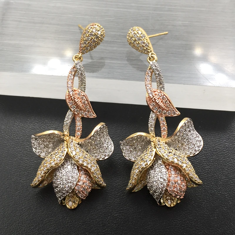 Lanyika модные ювелирные изделия элегантные роскошные цветы Длинные кубические