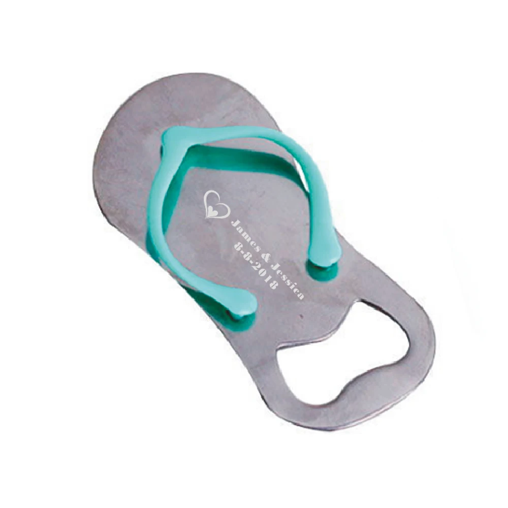 

Super Cute wedding flip flop style beer openers custom engraved with your wedding date and names nice table bottle opener