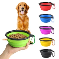 folding portable dog bowl travel bowl with buckle for food water container feeder collapsible silicone pet supplies accessories
