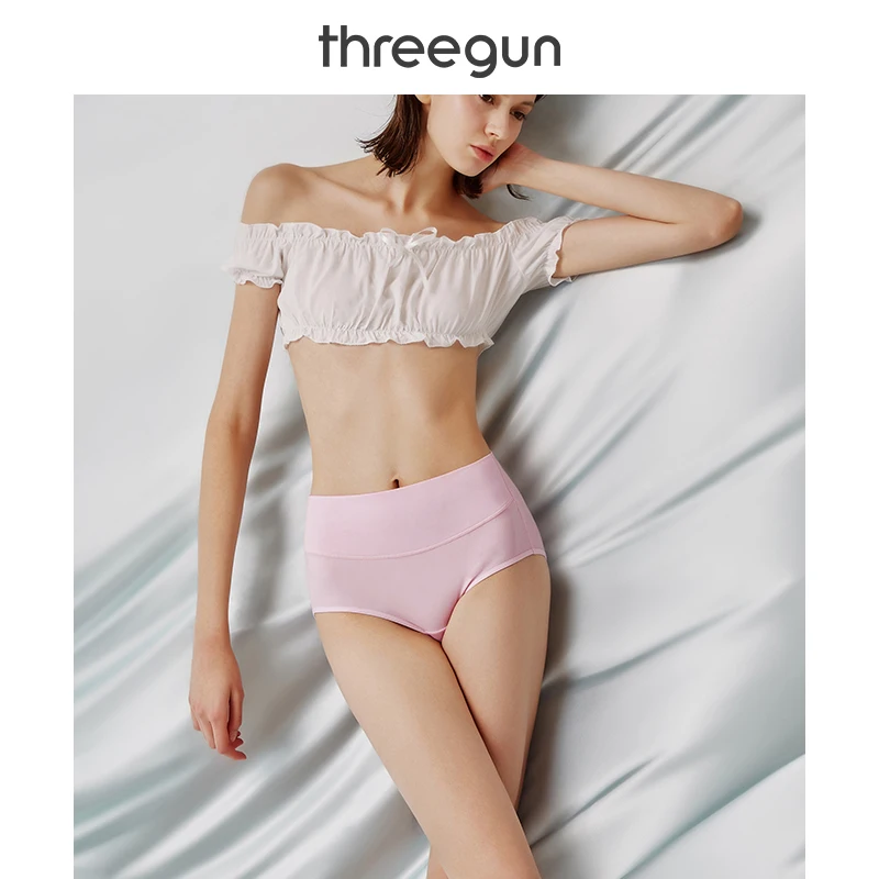THREEGUN 2 шт. женские хлопковые трусики с высокой талией Длинные трусы Стрейчевые