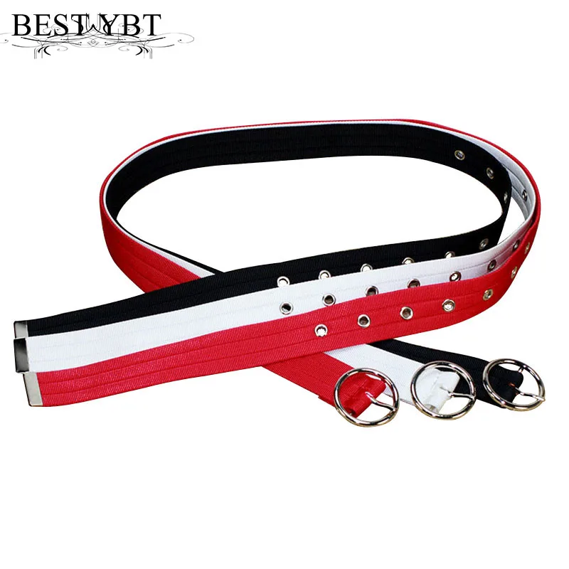 

Best YBT Women Nylon Belt Alloy Round Pin Buckle Belt Hollow Jeans Personality Fashion Decoration Women High Quality Belt