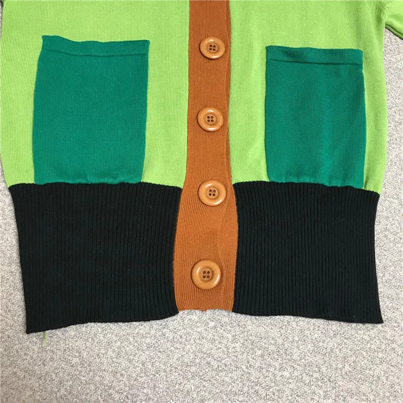 

Luxury Designer Brand Knitted Cardigans for Women O Neck Contrast Vintage Pocket Single Breasted Knitted Sweater