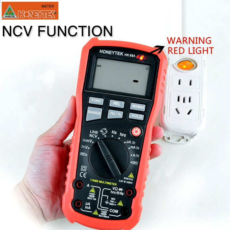 HONEYTEK HK68A мультиметр-тестер 4000 Количество истинных RMS цифровой мультиметр авто Питание USB интерфейс AC DC напряжение тока