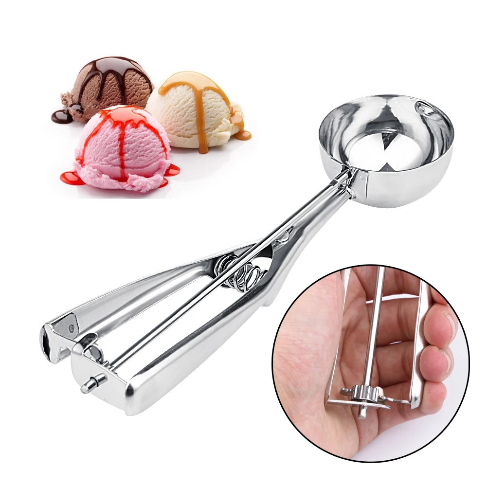 

3 Size Ice Cream Scoop Mash Potato Kitchen Tool Scoop Stainless Steel Spoon Spring Handle Kitchen Accessories 4cm/5cm/6cm