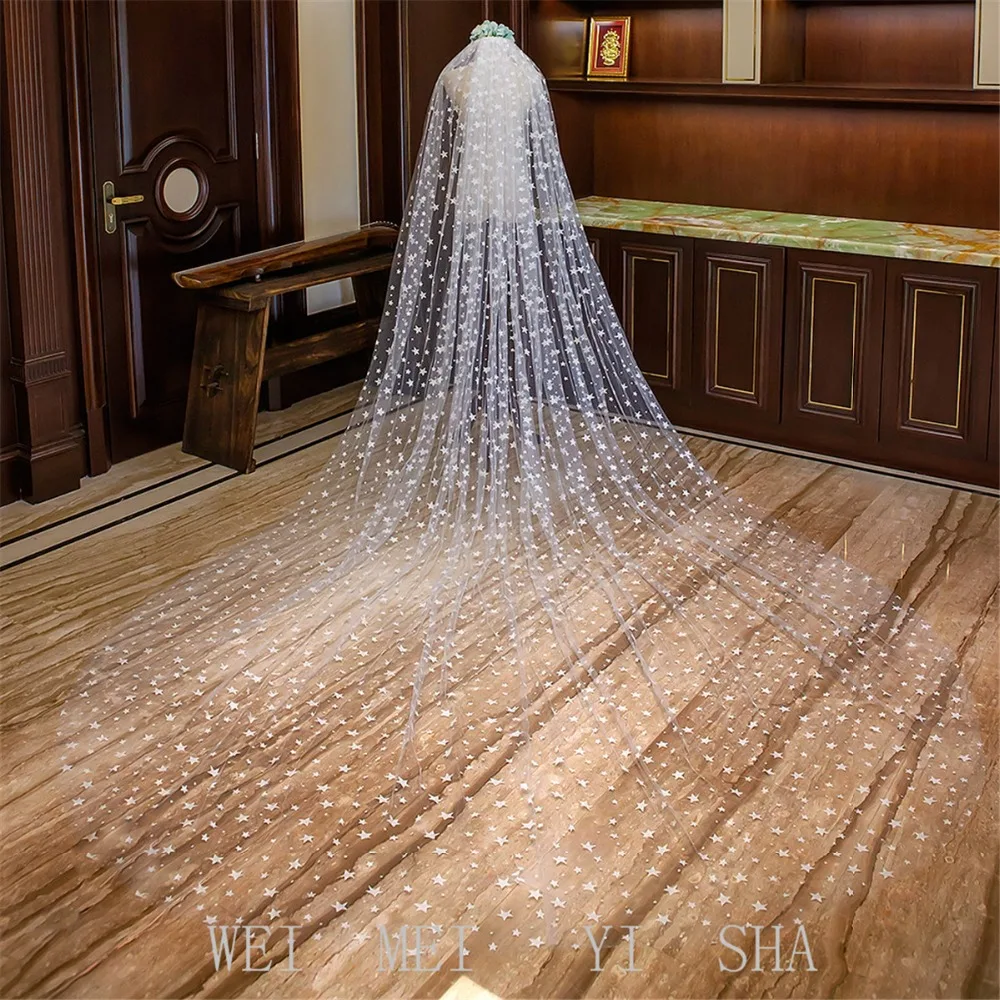 

3.5 Meters Full Edge with Lace Bling Sequins Two Layers Long Wedding Veil with Comb White Ivory Bridal Veil 2019