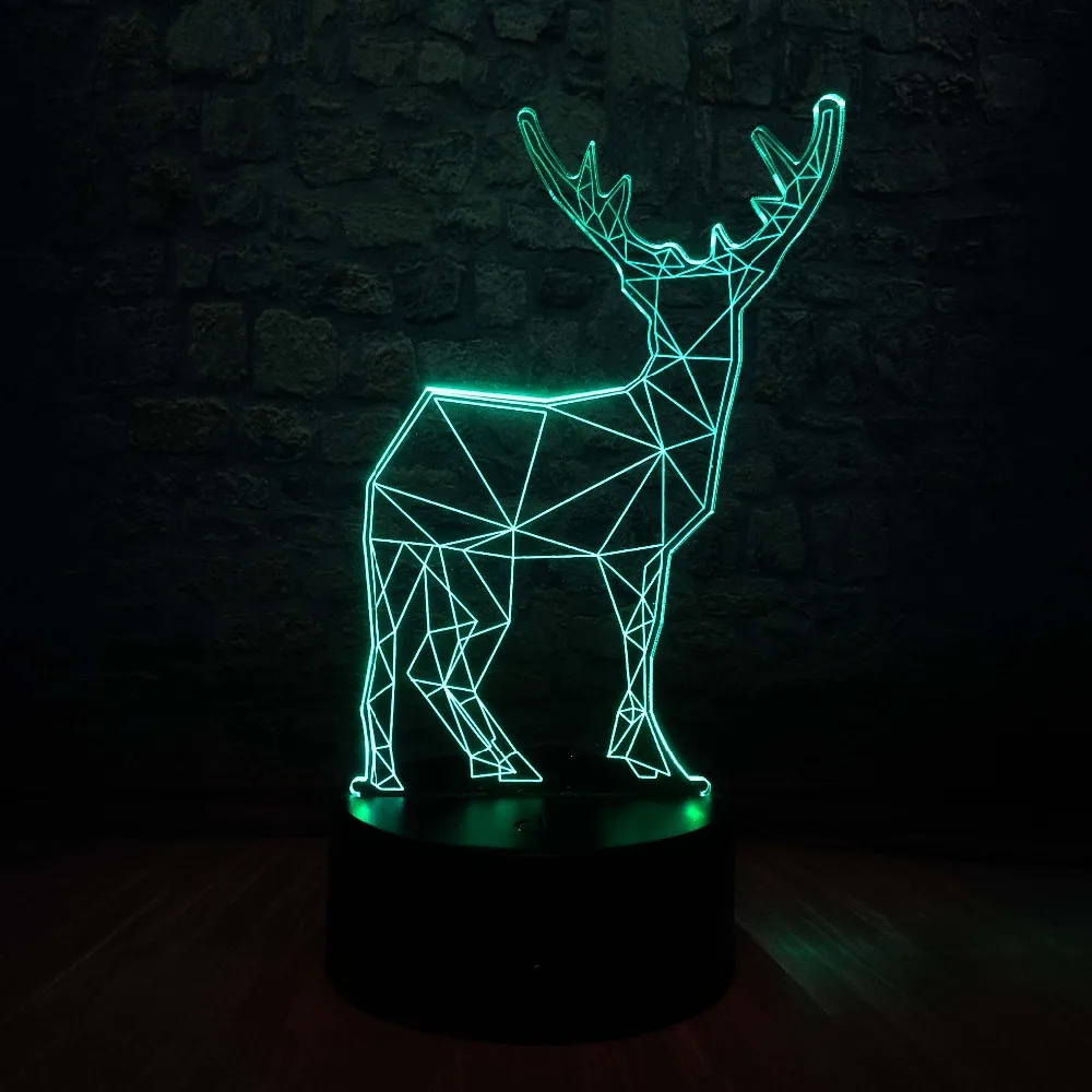 Ретро украшение животных Олень 3D USB СВЕТОДИОДНАЯ Лампа цвета меняющая Рождество