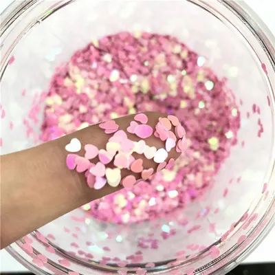 Laser pink purple Ультратонкая блестка из ПЭТ 3 мм блестящее Сердце блестка экологически чистый 3D лазерный Блеск Блестки DIY Советы Маникюр дизайн ногтей украшение 8 г - Цвет: Laser pink purple