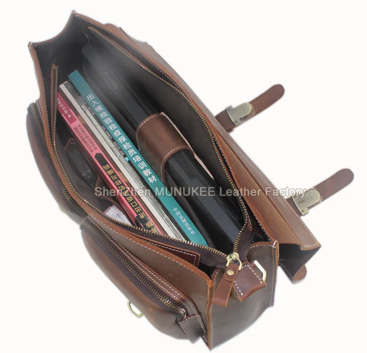 Vintage Genuine Leather Briefcase Men Briefcase Leather Laptop Bag male Business Bag portfolio men porte document Brief case