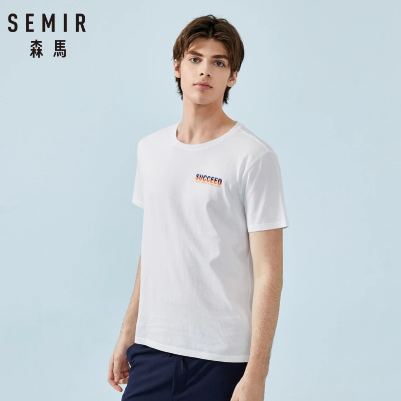 SEMIR Мужская Однотонная футболка мужская с круглым вырезом футболки и топы Блузы