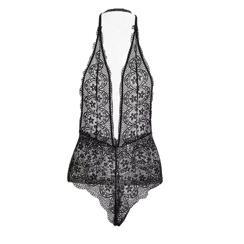 Style 1 Black Порно Кружева Babydoll женщин сексуальное горячее эротическое боди с открытой промежностью Прозрачное нижнее белье Холтер спинки Тедди белье секс костюм - Цвет: Style 1 Black
