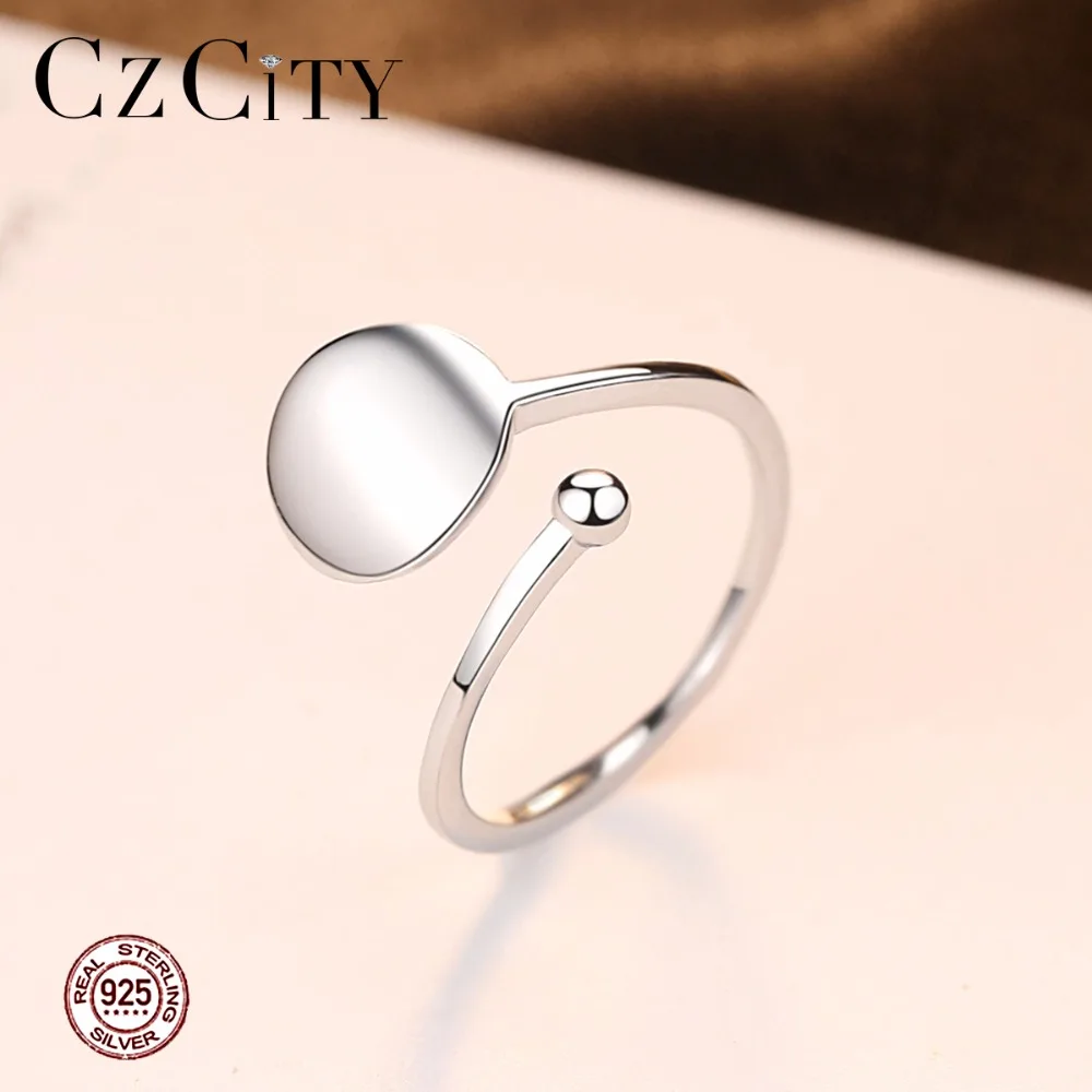 CZCITY изысканные круглые регулируемые манжеты кольца для Для женщин Натуральная 925